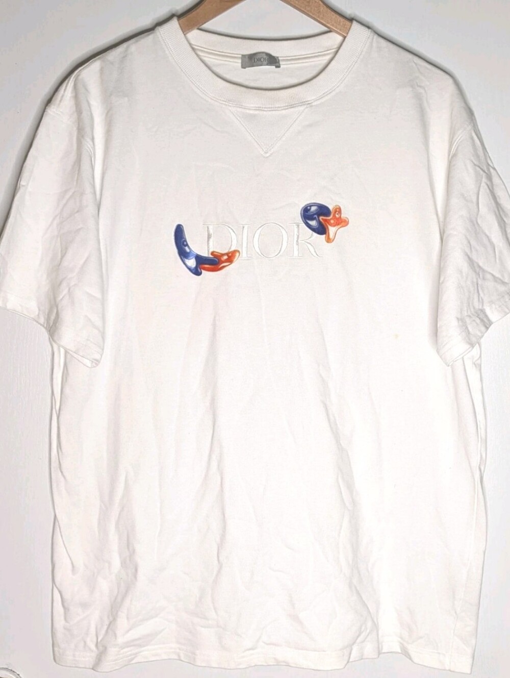 Dior short sleeve t-shirt Crew neck Men Size XL white Logo Cotton